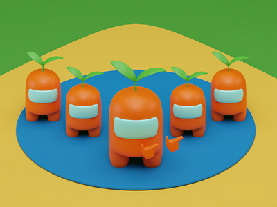 Orange Family 3d 3d art among us amongus b3d blender blender3d brazil illustration