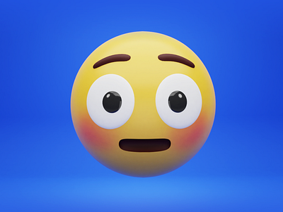 Flushed Face 😳 3d 3d art b3d blender blender3d emoji flushed illustration