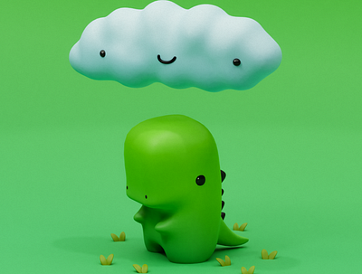 It's just a cloud 3d 3d art b3d blender blender3d cloud dinosaur illustration