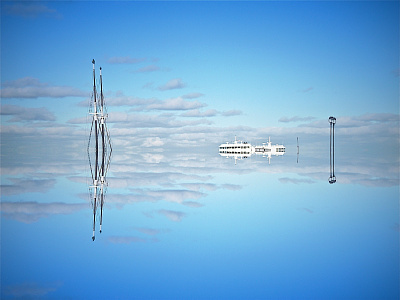 Sailboat & Ferry Reflection