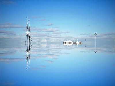 Sailboat & Ferry Reflection