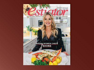 Cover Design for December art direction chefs consulting cover creative direction december editorial design evelyn good food foodie good design llc graphic design greek food holiday magazine cover magazine design print women chefs
