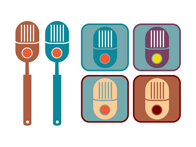 Spatula/Microphone Icon Set icon illustrator logo podcast retro vector