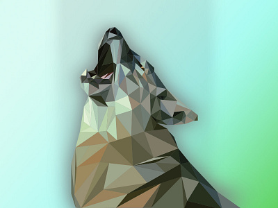 Finished Low Poly Wolf abstract animal color correction coloring line work low poly nature portrait series vector wallpaper wolf