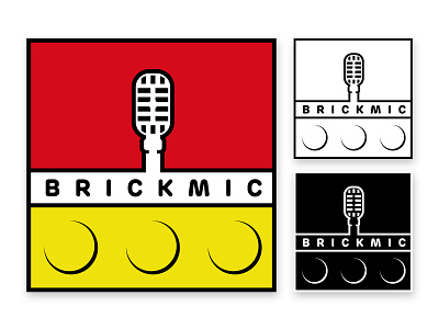 brickmic black illustrator lego logo logodesign podcast red white yellow