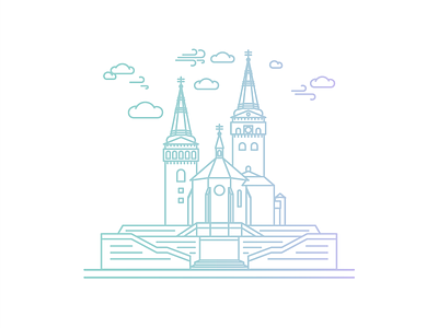 Žilina church clouds davinci icon slovakia stairs towers web žilina