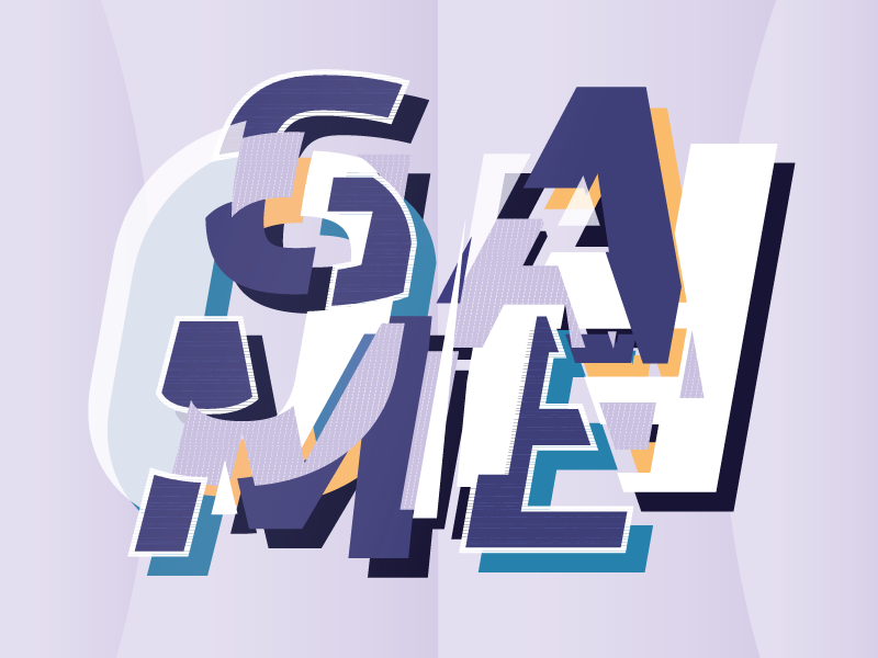 Game On illustration davinci competition design t-shirt energy typo glitch purple play game