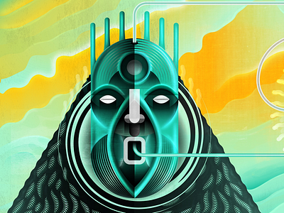 African Music Mask 1 africa african art billboard cuban green illustration music poster sunset vector