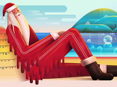 Tropical Santa Claus 🎅 beach christmas cuba cuban design designer graphic havana illustration mural santaclaus tropical