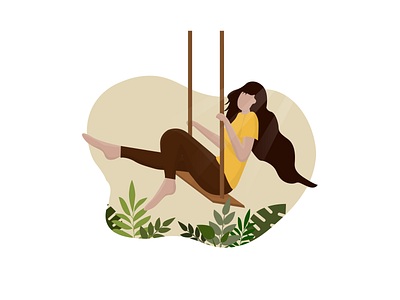 Lady on the swing bookillustration design graphic elements green illustration illustrator lady