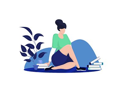 Finals week books design illustration lady learning onboarding study