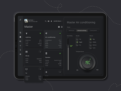 IoT concept: Smart Home Management System app clean dark dark mode design iot mobile ui neomorphism smart home tablet ui