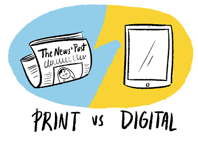 Print Vs Digital cartoon digital illustration newspaper print tablet vs