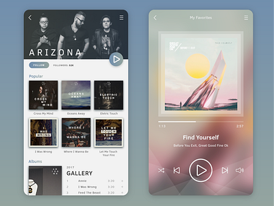 Music player app concept app design mobile ui