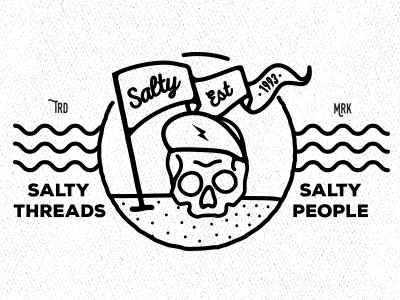 Salty Sleds grunge illustration skull surf type