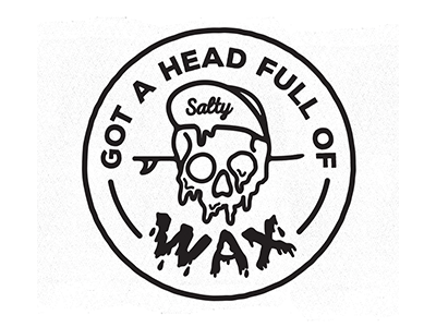 Wax heads. grunge illustration skull surf type waves wax