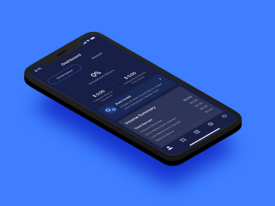 Dashboard empty state crowdfunding dark theme dashboard empty state invest ios iphonex isometric mobile app performance