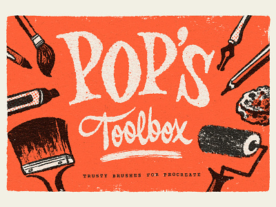 Pop's Toolbox brush pack brushes hand lettering illustraion ipad lettering mid century procreate script textures toolbox type typography