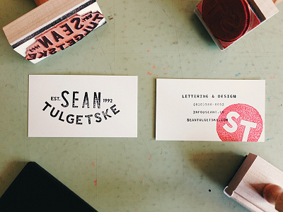 New Portfolio Site branding business card hand lettering stamp typography