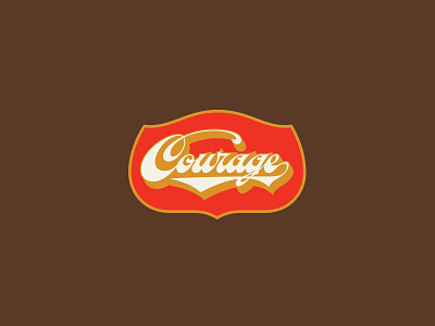 Courage badge lettering pin seal type typography