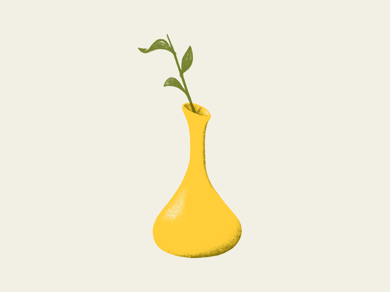 Vase Studies green illustration overlay plants procreate texture vase yellow