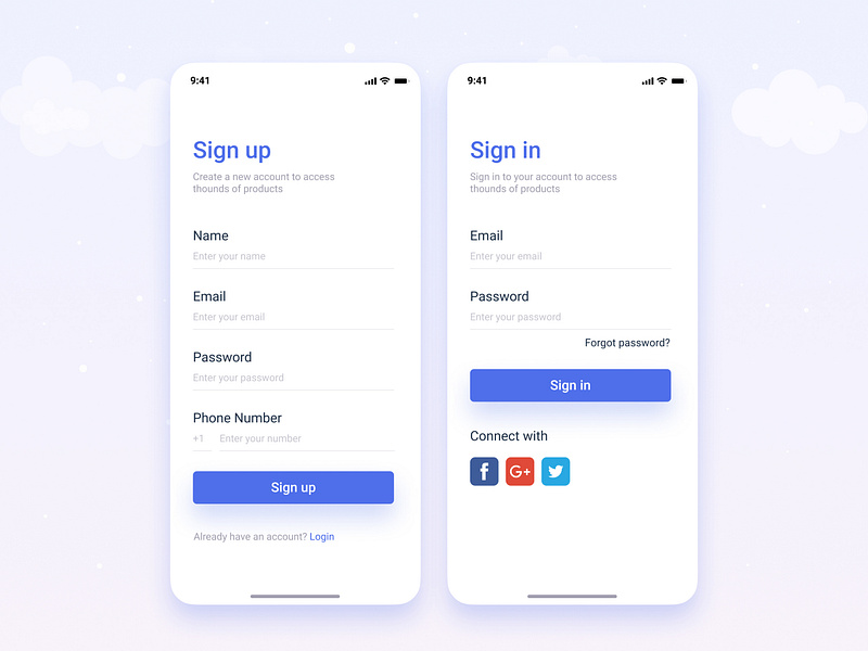 Sign Up Sign In App by Hasan Al Faridi on Dribbble