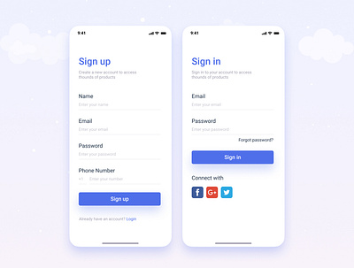 Sign Up Sign In App app concept app ui apps design design login form login page uidesign ux uxui