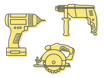 Power tools circular saw design drill hammer drill icon illustration machinery power tools tools