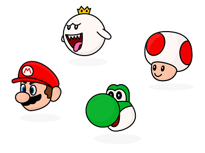 Mario Kart Characters character design illustration king boo mario mariobros mariokart super mario toad yoshi
