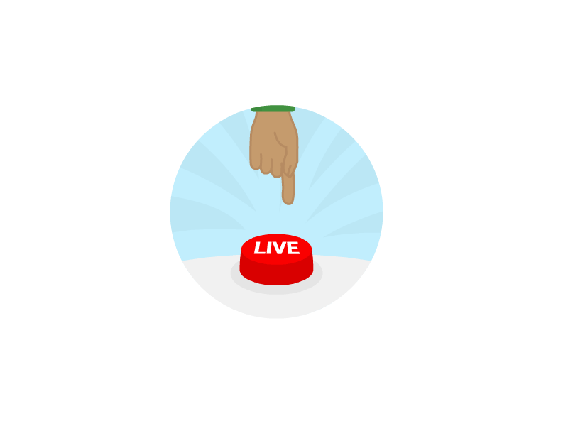 Live Button button design email gif hand illustration live motion point press vector