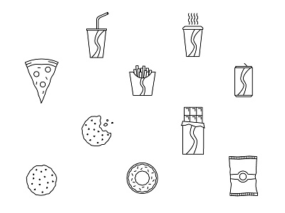 Fast Food Icons can chips chocolate cookie fast fat food fries icons junk pizza sugar