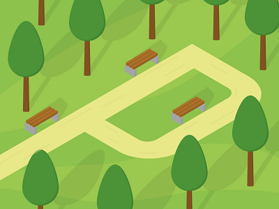 36 days of type - P (Park) 36daysoftype 36daysoftype p bench design illustration open outdoors park path space trees