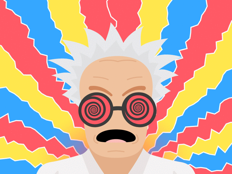 Mad Scientist animated animated gif colours crazy design gif illustration lsd mad professor science scientist trippy