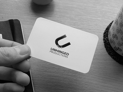 Unhinged Productions Business Card camera design film icon illustration logo logo design media photography production productions shimmer slanted tv unhinged videography