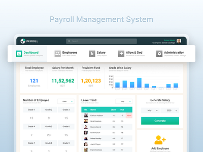 Payroll Management System - UI/UX dashboard employee human resource management payroll pms salary tax uiux user experience user interface