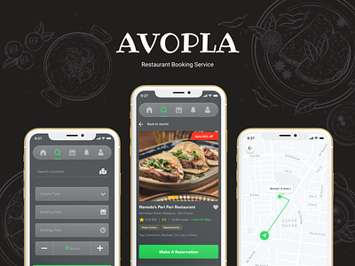 Avopla - Restaurant Booking Service UI & UX book booking date dinner interaction lunch online booking restaurant table ui uiux user experience user interface ux