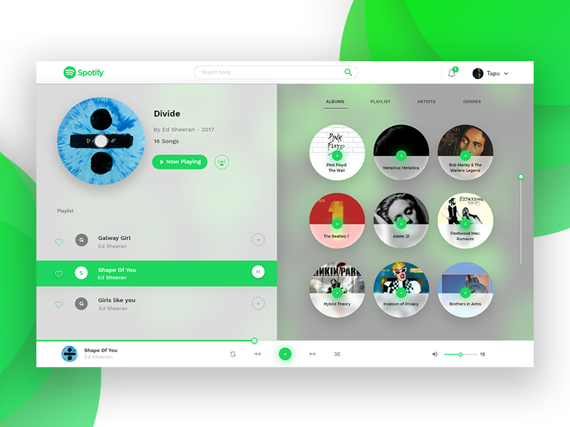 Spotify Redesign by Rashedul Hussain Tapu on Dribbble