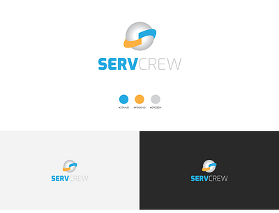 Servcrew Clean & Colorful logo blue branding clean colorful concept globe logo servcrew servcrew service vector world