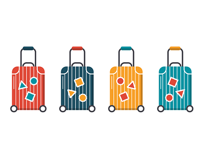 luggage airport bag baggage collection design flat fly illustration luggage sticker style travel vector