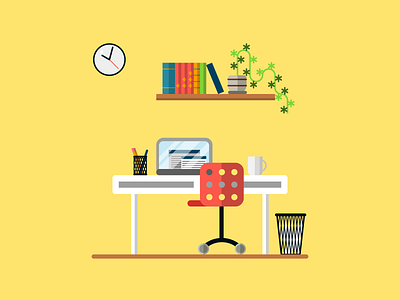 workplace chair computer design desk flat freelance freelancer home ikea illustration interior office stay stayhome style vector wokrspace work workplace