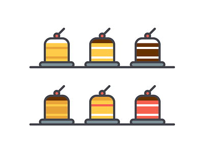 mini cakes art banner cake cherry design flat illustration minimalism set style sweet tea vector yummy
