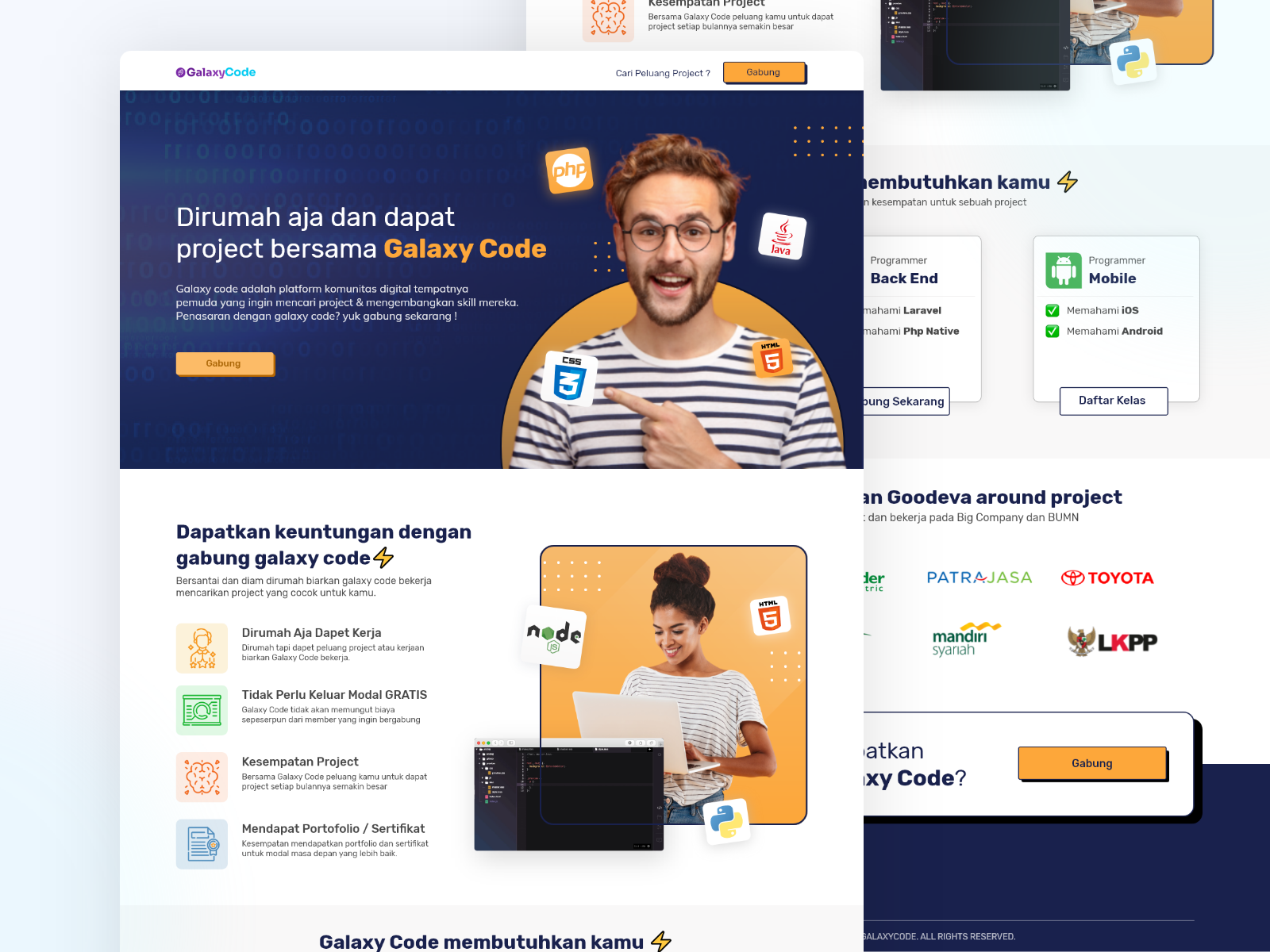 Galaxy Code - Landing Page by Jehan Sangkakala on Dribbble