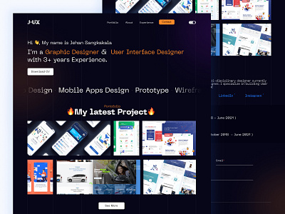 JUIX - Portfolio Website - Dark Mode dark mode dark theme design portfolio portfolio website ui ui design uidesign uiux user interface website