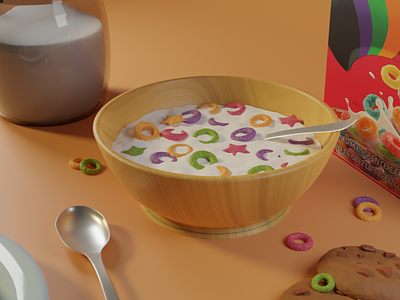 Breakfast - 3D - Blender 3d blender blender-3d breakfast cereal-box cereal3d food food3d