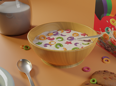 Breakfast - 3D - Blender 3d blender blender 3d breakfast cereal box cereal3d food food3d
