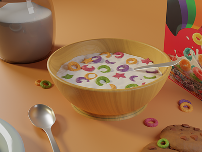 Breakfast - 3D - Blender 3d blender blender 3d breakfast cereal box cereal3d food food3d