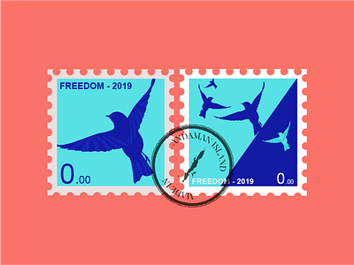 Freedom - 2019 2019 trend bird blue country fighting freedom illustration living coral stamp
