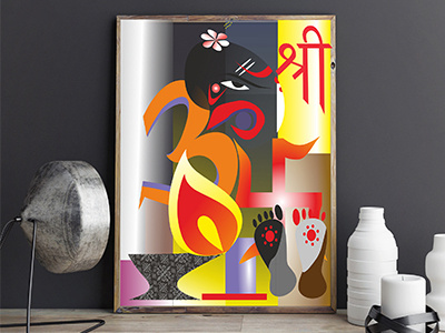 Lord Ganesh art ganesh god illustraation indian lamp lord om shri vector wallpaper