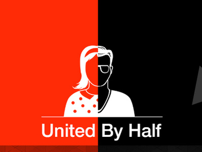United by Half adobe art branding delhi design female flat graphic graphicdesign half human icon illustration logo male minimal poster ted tedx vector