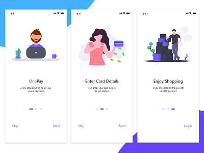 Onboarding Screen Concept android app app branding card payment challange concept concept app credit card dailui design graphic illustration minimal onboarding onboarding screen payment payment app payment page screen flow ui